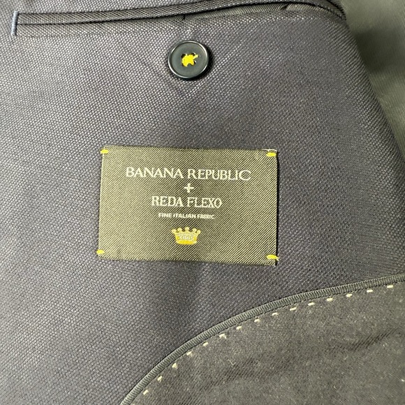 Banana Republic Blazer Mens 46R Reda Flexo Slim Fit Hopsack Navy Blue - Picture 6 of 15